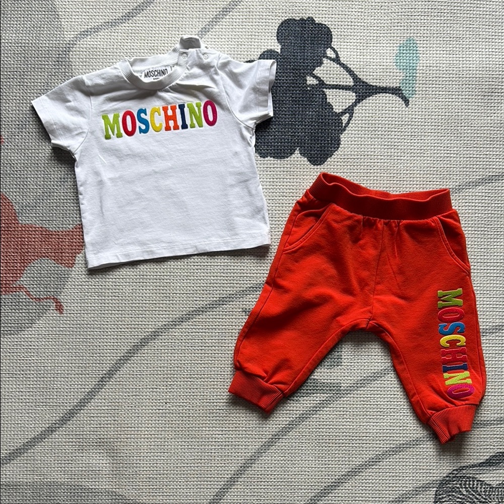 Moschino Kids White and Red Outfit Set